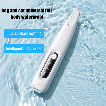 the LED HYDROTRIM PRO - New Dog Paw Trimmer with LED Light, Fully Waterproof Pet Hair Trimmer with LED Display, Dog Clippers for Grooming, 18mm Widen Blade