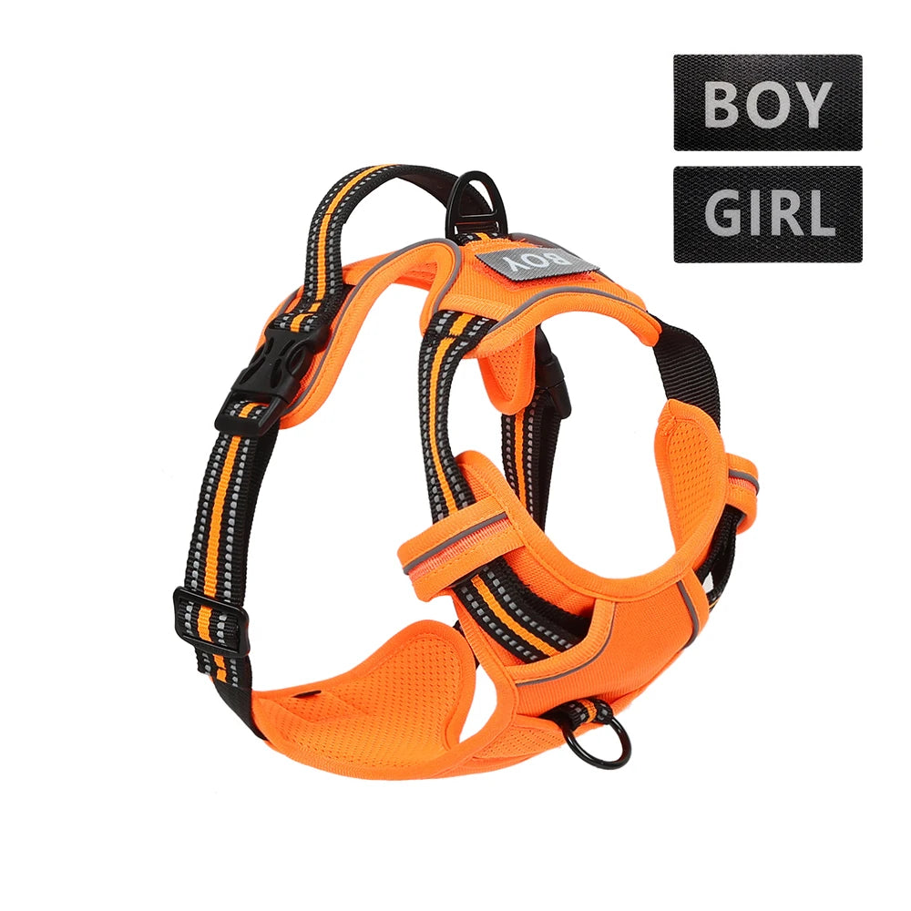 the REFLECTAGUARD PADDED HARNESS - Dog Harness, Pet Harness with Pull - 1 Leash Clip, Adjustable Padded Dog Vest, Reflective Non-Choking Pet Vest with Free Nameplate