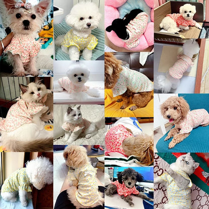 Luxury Dog Clothes Floral Print Dog Vest T-shirt for Chihuahua Bulldog Clothing Spring Lovely Puppy Cat Vest Summer Pet Costume