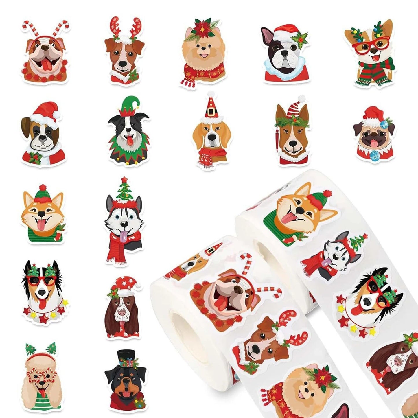 100-500pcs Cartoon Dog Christmas Stickers Party Christmas Gift Wrapping Label Children Scrapbook Stationery Stickers