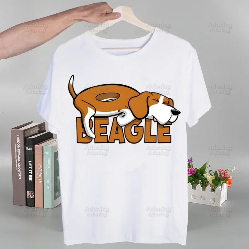 the PERSONAL STALKER - Beagle Cartoon Men's T-Shirts, Funny Hip Hop Summer Women/Men Bagel Dog Cute T-Shirts