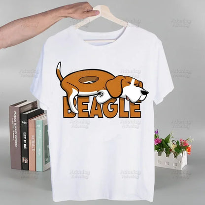 the PERSONAL STALKER - Beagle Cartoon Men's T-Shirts, Funny Hip Hop Summer Women/Men Bagel Dog Cute T-Shirts