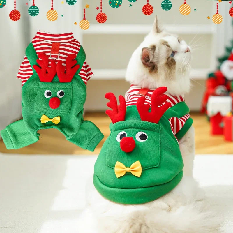 the JINGLEPAW CHRISTMAS VEST - Merry Christmas Pet Clothes, Dog Coat, Cat Clothing, Xmas Puppy Cosplay Santa Tree Costume, Happy Festival Coat