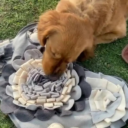 the SNIFFLE MAT - Interactive Dog Snuffle Mat for Small/Medium Dogs, Soft Durable Fleece with Squeaky Toy, Slow Feeding Anti-Anxiety, Machine Wash