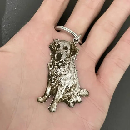 Customized Pet Photo Keychain Personalized Picture Keyring Engrave Pet Portrait Keychain Unique Pet Memorial Gift For Pet Lovers