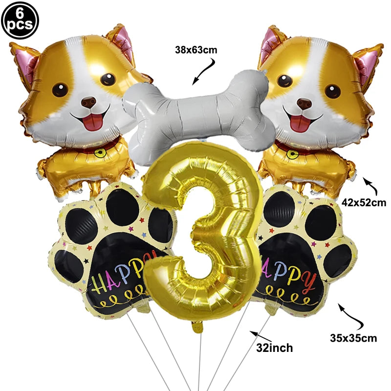 Dog Balloon Corgi Husky Puppy Foil Balloon Dog Paw Ballon Paw Print Balloons Dog Balloon for Puppy Birthday Decorations Supplies