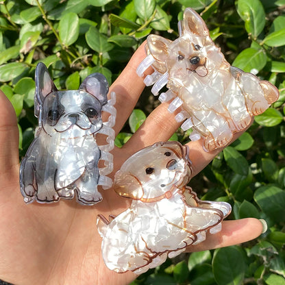 Cute Cartoon Acrylic Corgi Chihuahua Dog Printed Hair Clip Claw For Women Girls New Geometric Hairpin Hair Accessories Tool