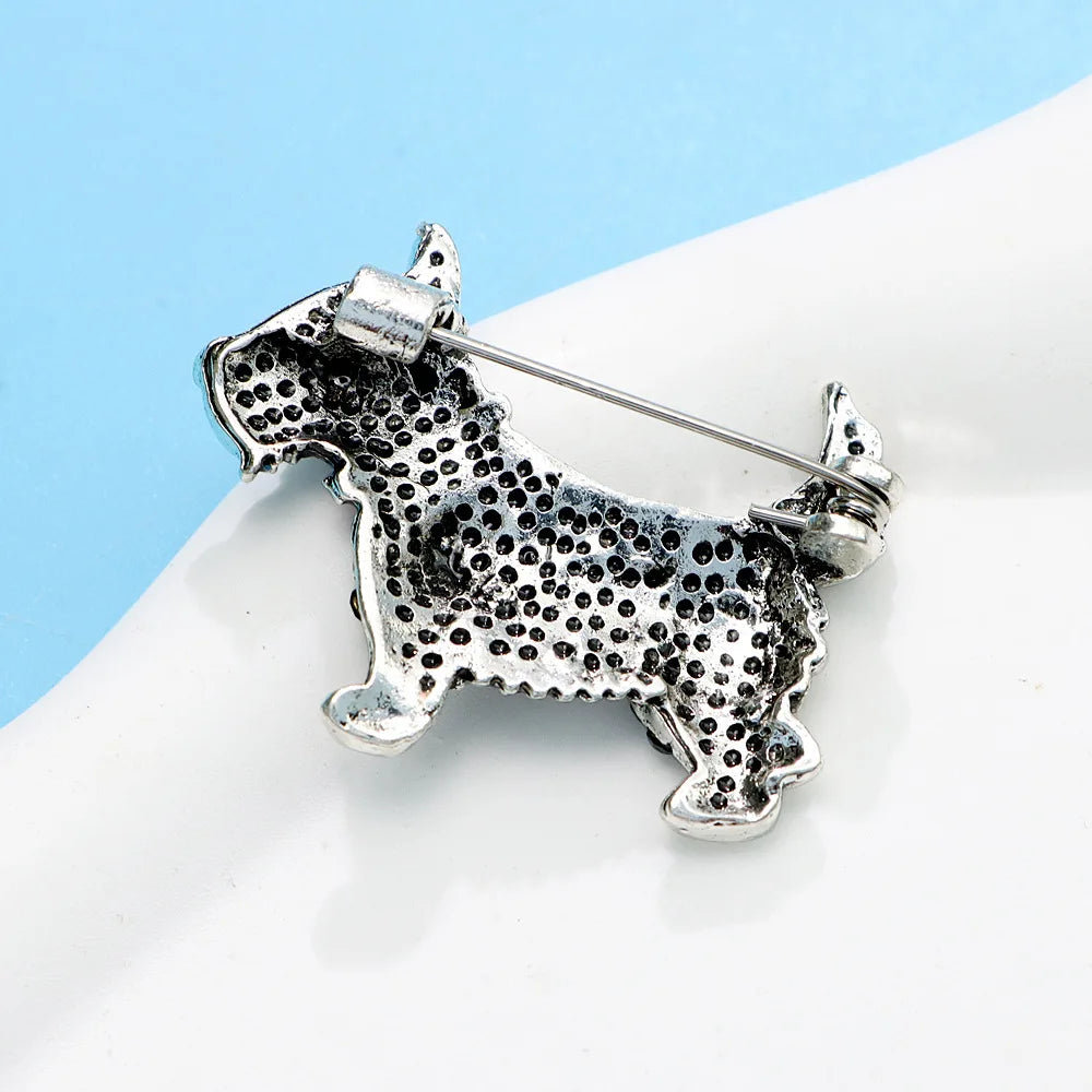 SKEDS Women Men Cute Cartoon Dog Full Crystal Creative Brooches Pins Luxury Rhinestone Exquisite Animal Badges Accessories