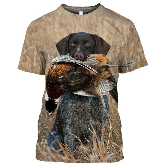the DUCK HUNTER - Dog Camouflage Hunting T-Shirts Animal 3D Print Men Streetwear Short Sleeve T Shirt Oversized Harajuku Y2k Top Tees Man Clothing