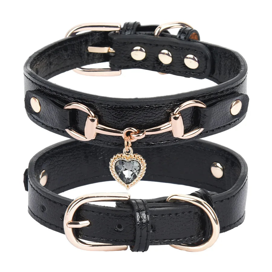 the GLAMPAWS LOVE COLLAR - Shiny Rhinestone Pet Collar, Love Jewelry Dog Collar, Comfortable Leather Dog Adjustable Collar
