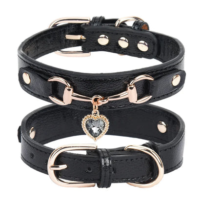 the GLAMPAWS LOVE COLLAR - Shiny Rhinestone Pet Collar, Love Jewelry Dog Collar, Comfortable Leather Dog Adjustable Collar