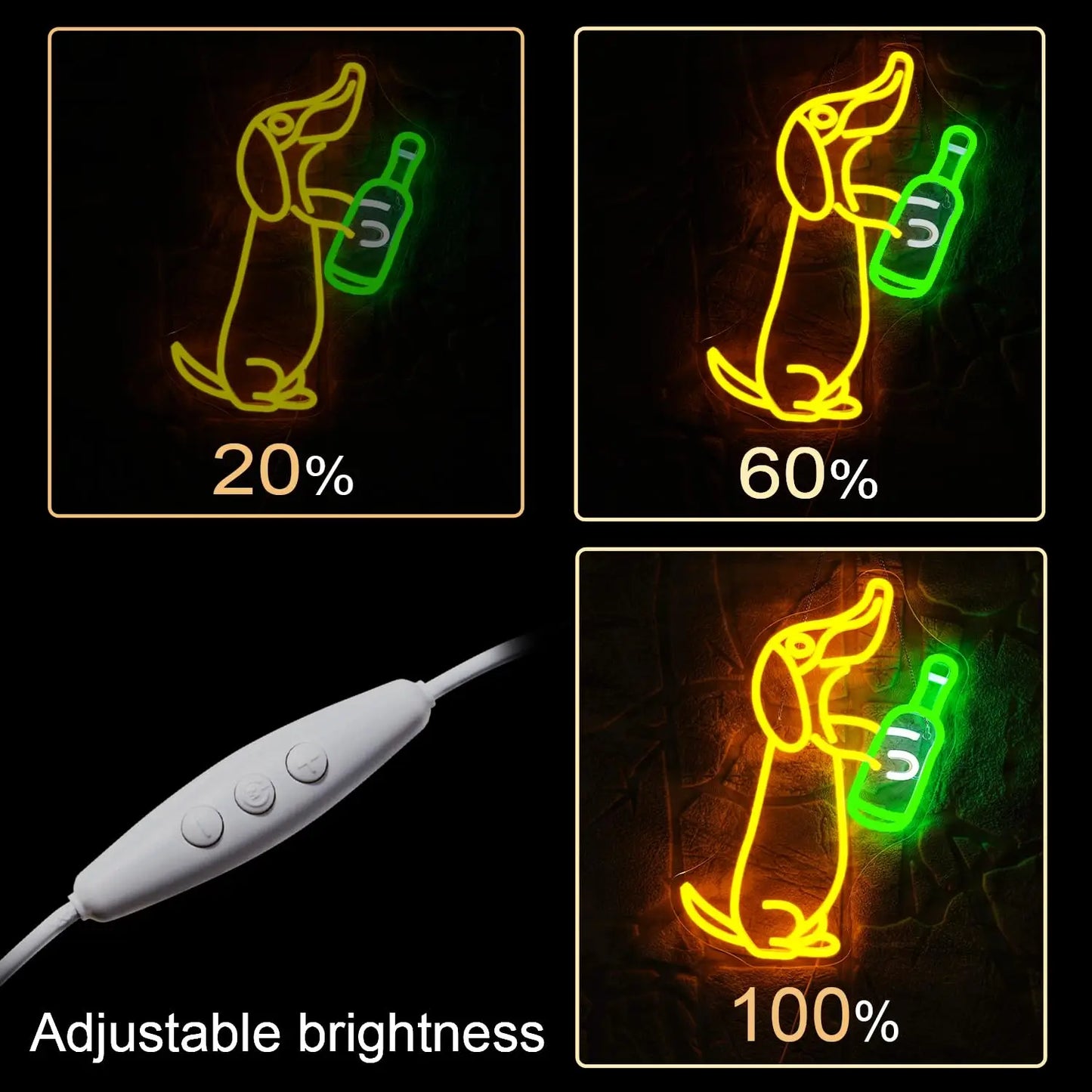 Dog Beer Neon Beer Signs for Wall Decor Bar Sign Animal Bar Light up for Bedroom Men Cave Birthday Party Home