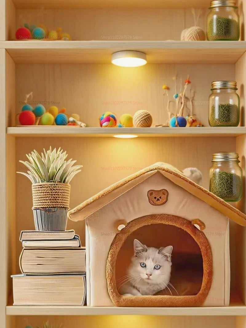 Enclosed Kennel with Dirt Resistance Durable Comfortable Cat House Villa Detachable Washable for All Seasons Indoor Outdoor Use