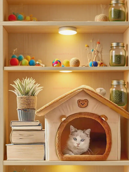 Enclosed Kennel with Dirt Resistance Durable Comfortable Cat House Villa Detachable Washable for All Seasons Indoor Outdoor Use