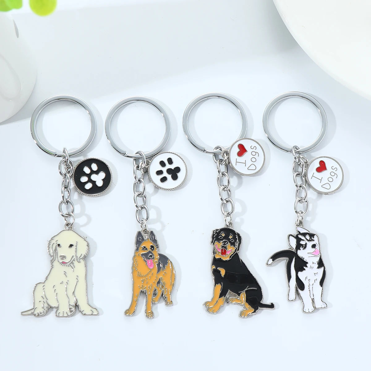 Pet dog car keychain pendant creative metal accessories key ring holiday gifts