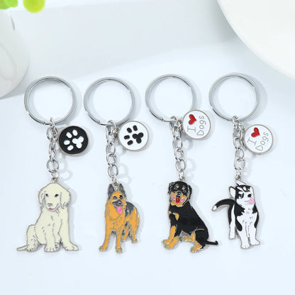 Pet dog car keychain pendant creative metal accessories key ring holiday gifts