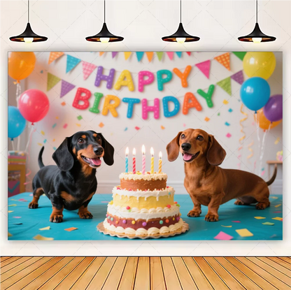 Cute Dachshund Theme Birthday Party Decorations Lovely Puppy Backdrop Cake Insert Banner Balloon Baby Shower Supplies Child Gift