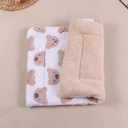 1pc-Printed Pet Blanket Floor Mat - Suitable for Small and Medium sized Pets for Heating and Sleeping