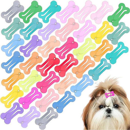 5PCS Pet Cat Dog Hair Clip Bone Shape Solid Color Pet Hairpin Cute Puppy Hair Clip Pet Grooming Accessories For Dogs