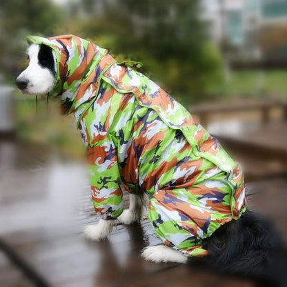 the CAMO-DOG - Large Pet Dog Raincoat, Waterproof Rain Clothes, Jumpsuit for Large/Medium/Small Dogs, Golden Retriever Outdoor Pet Clothing Coat