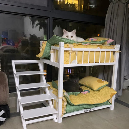 the DOGGY BUNKBED - Dog Bed, Solid Wood Princess Bed, Dog/Cat Under Pet Bunk Bed, High and Low Off the Ground Moisture-Proof Cat Kennel/Dog Kennel