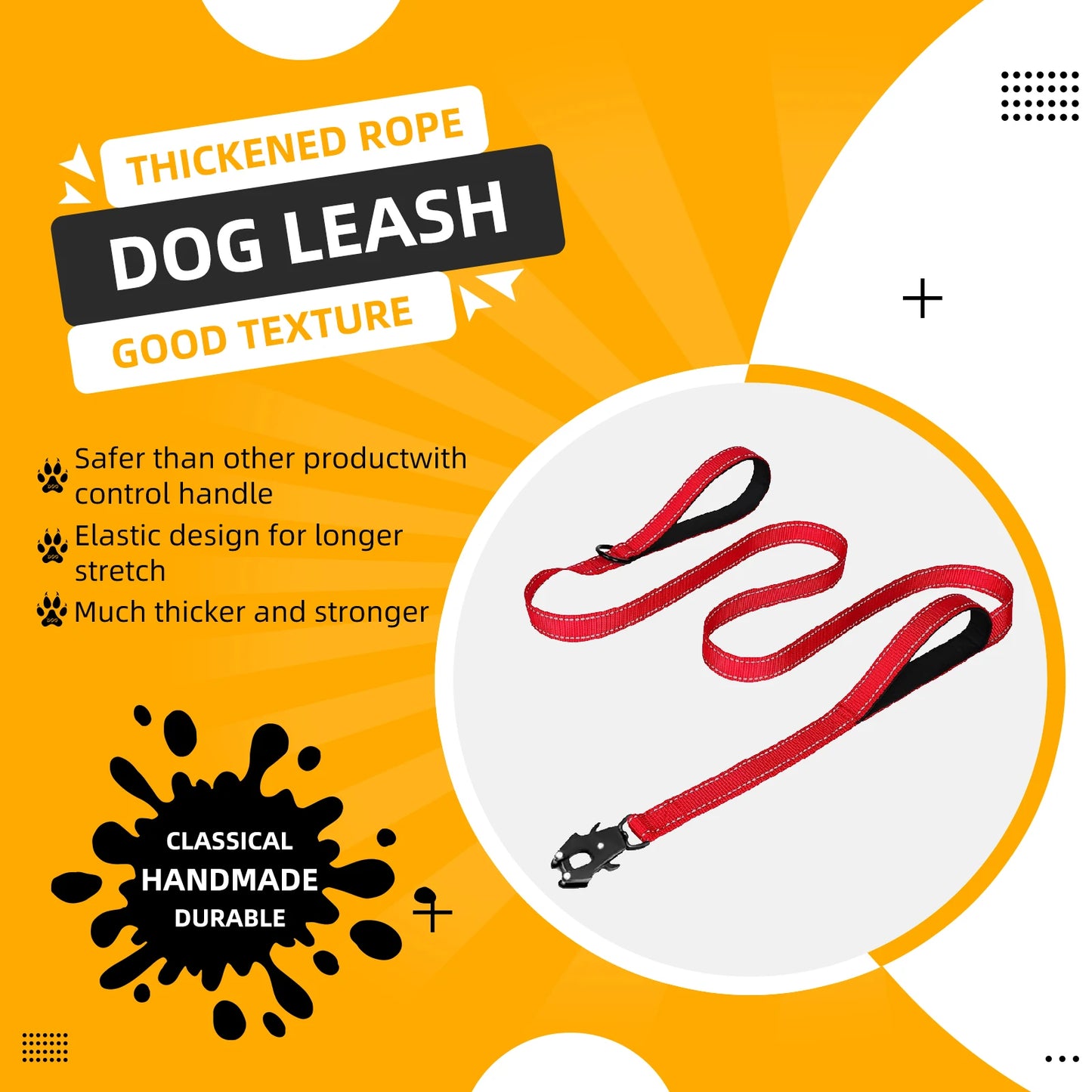 the COMMANDPRO REFLECTIVE LEASH - Heavy Duty Dog Leash - Nylon Reflective with Soft Padded 2 Handle & Auto Lock, Frog Clip, Outdoor Dog Leash with a Dog Poop Bag