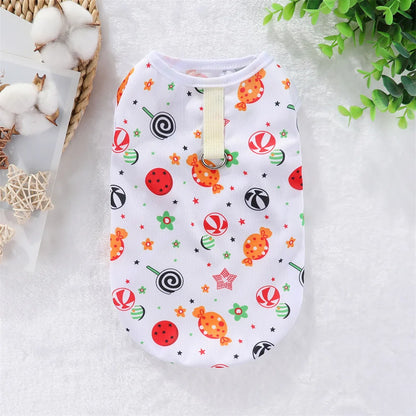 Cute Summer Pet Dog Cooling Vest Cartoon Soft Clothing Summer Casual Shirts Small Medium Large Dogs Puppy French Bulldog Clothes