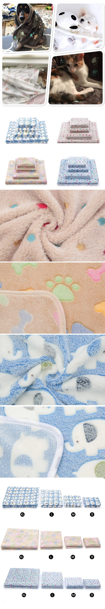 Pet Sleeping Mat Warm Soft Dogs Cats Blanket Flannel Plush Thicken Sleep Mat Cat Cover Blanket Pet Supplies For Small Large Dogs