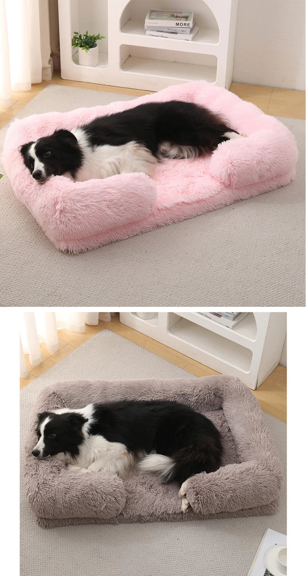 Half Surround Dog Bed Soft Square Pet Cat Sofa Full Filling Medium Pet Dog Kennel Plush Cat Cushion House