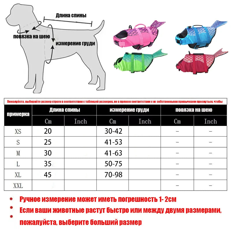 the MER-DOG - Pet Dog Life Jacket, Enhanced Buoyancy Small Dogs Swimming Clothes, Safety Vest with Handle for Medium/Large Dog, Surfing Costume