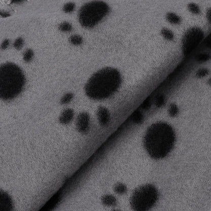 Pet Double-Sided Fleece Blanket Dog Cat Animal Paw Pattern Grey Background Puppy Kitten Bed Sleep Mat Warm Soft Comfort