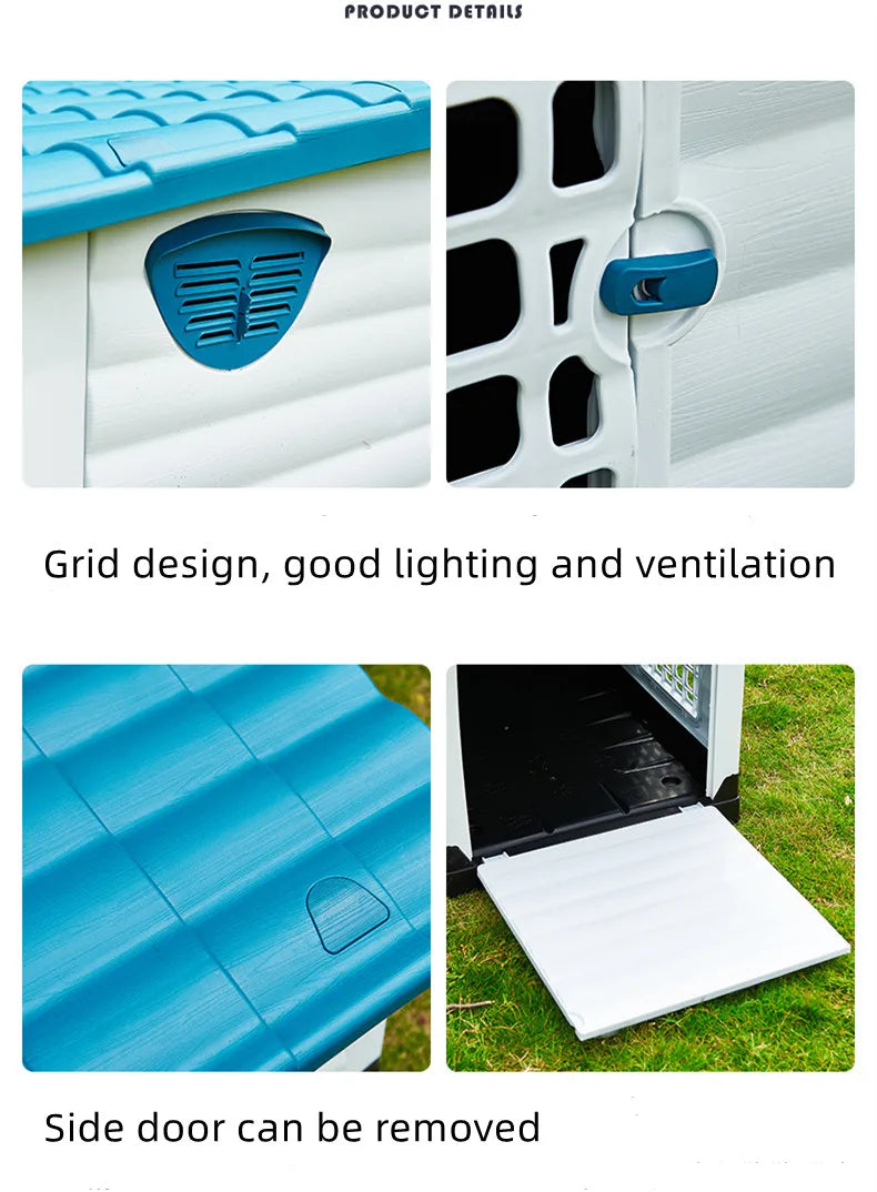 Luxury Dog House Series Outdoor Small Medium Large All Season Rainproof Plastic Kennel Dog House With Window