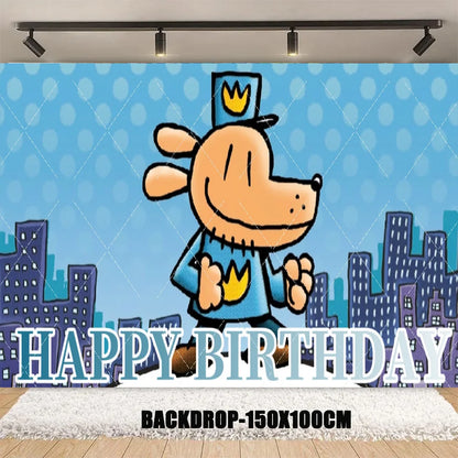 Cartoon DOGS MAN Theme Birthday Party Supplies Decoration Best Friend Balloon Banner Backdrop Cupcake Topper for Kids Child Gift