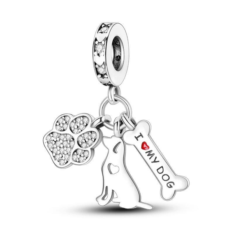 925 Sterling Silver Girl Holding Dog Charms Beads Fit Original 925 Bracelet Making Gift for Woman Jewelry Diy Fashion Pendant