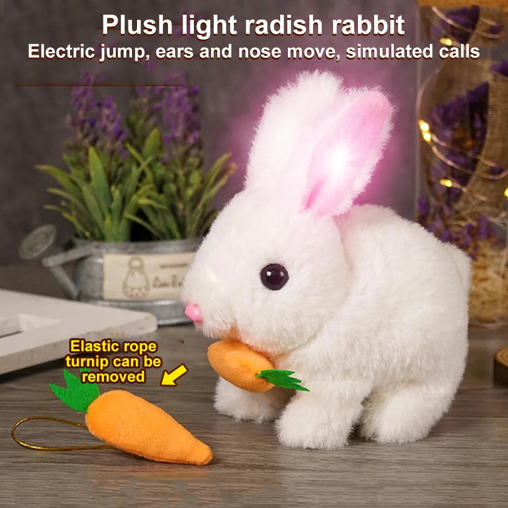 New Simulation Electric Rabbit Pet Toys Cute Electric Rabbit Interactive Toys Gift for Toddlers Birthday Plush Carrot Bunny Toys