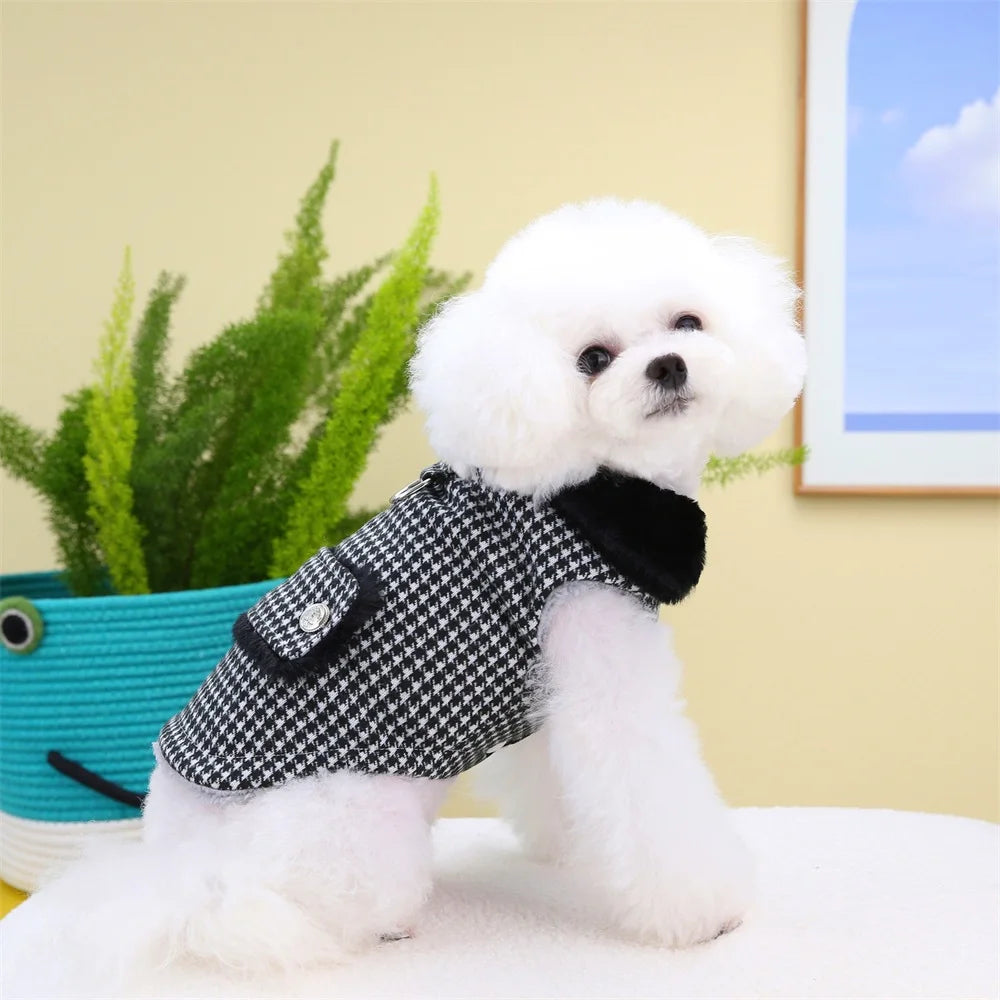 New Pet Dog Cat Clothes Winter Fur Collar Small Dogs Puppy Coat Cotton Pet Jacket Outfits Clothing for Small Dog Outfits