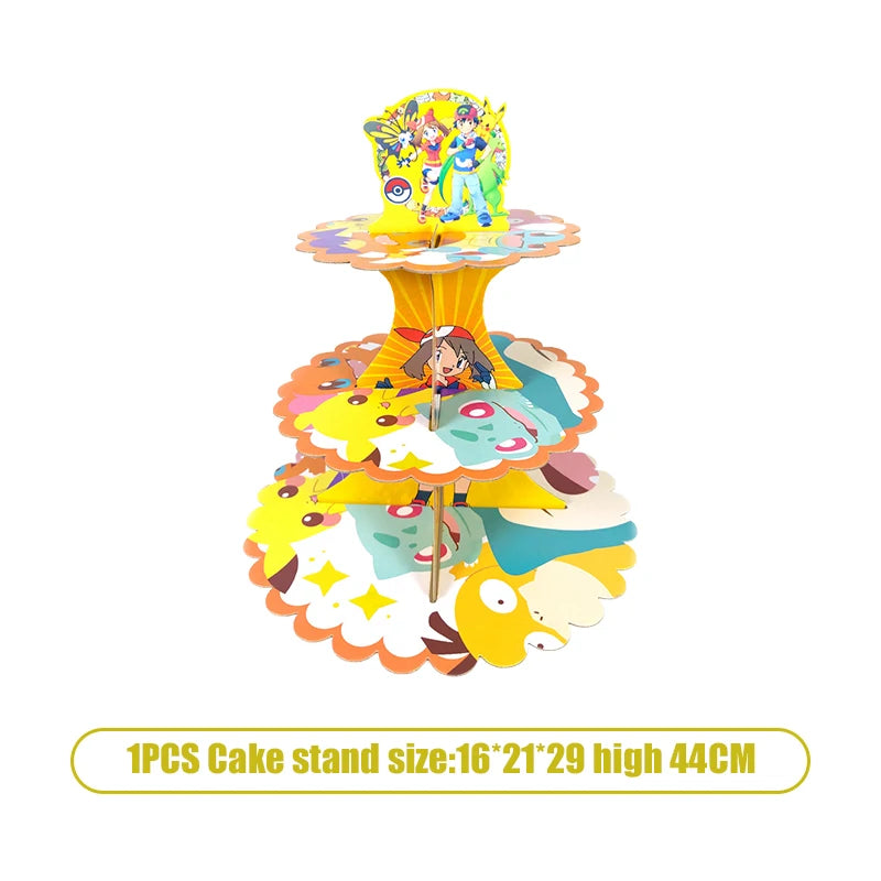 Pikachu Birthday Pokemon Party Decorations Pikachu Foil Balloons Disposable Tableware Plate Napkin Banner For Boy Party Supplies