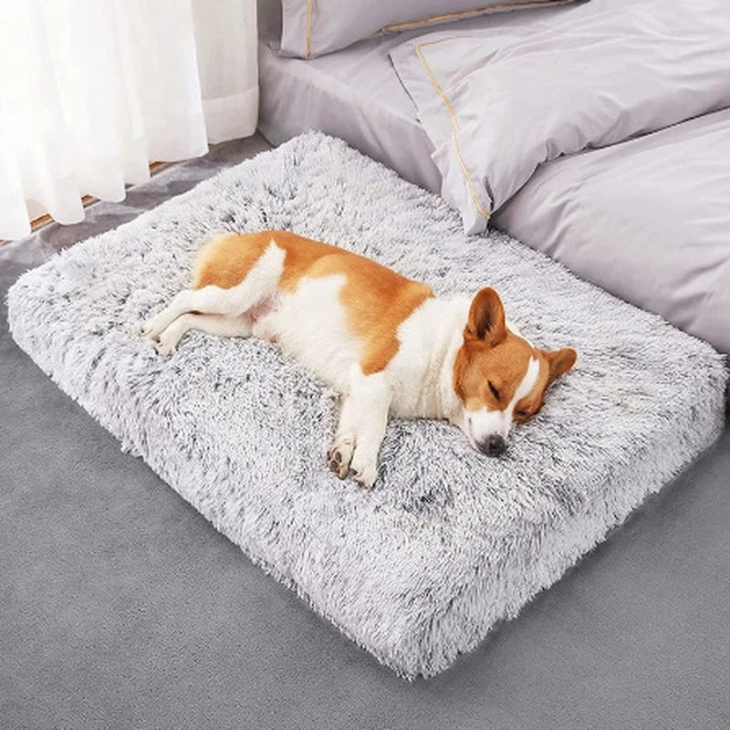 Plush Rectangle Pet Nest Cotton Deep Sleep Dog Sofa Bed Pet Supplies Fluffy Super Soft Winter Warm Dog Beds Sleeping Cushion