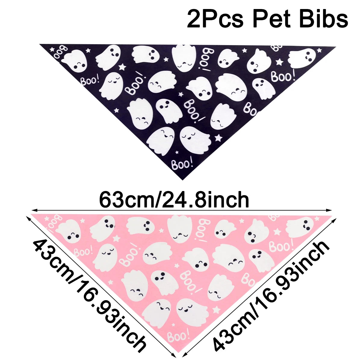 2 Pack Halloween Dog Bandanas Pink Black Ghost Boo Dog Scarf Bibs Triangle Pet Scarf Pet Halloween Bandanas Costumeall Dogs Cats