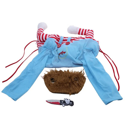 Chucky Dog Halloween Costume Fashion Funny Horror Movie Pet Party Outfit Comical Sweatshirt Set Dog Jumpsuit for Comical Effect