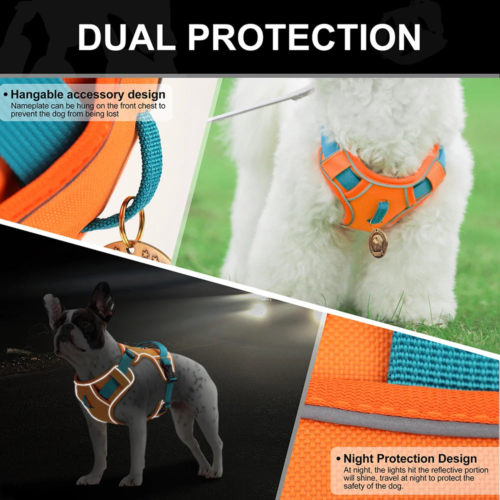 Mesh Breathable Dog Harness Nylon Reflective Dog Harnesses Vest Durable Pet Training Vest Adjustable for Small Medium Large Dogs
