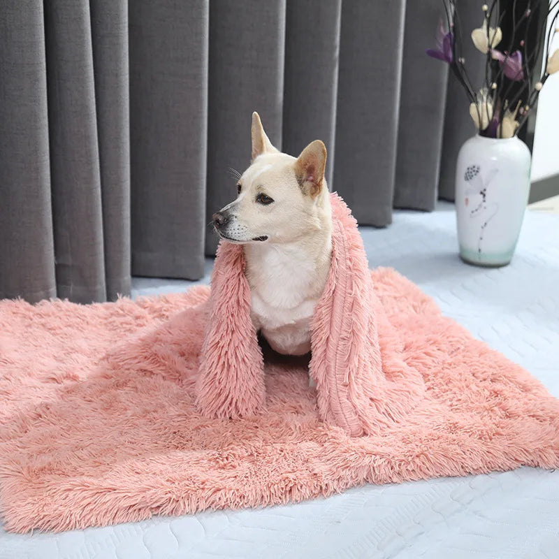 Fluffy Mat Long Plush Pet Blanket Cat Sleeping Mats Puppy Winter Warm Thin Kennel Cushion Soft Covers for Large Dogs Mattress