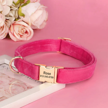 the COZY CREST PERSONALIZED COLLAR - Custom Dog Collar, Soft Velvet Dog Collars, Winter Personalized Pet ID Tag Plush Necklace for Small to Large Dogs, Pug, Free Engraving