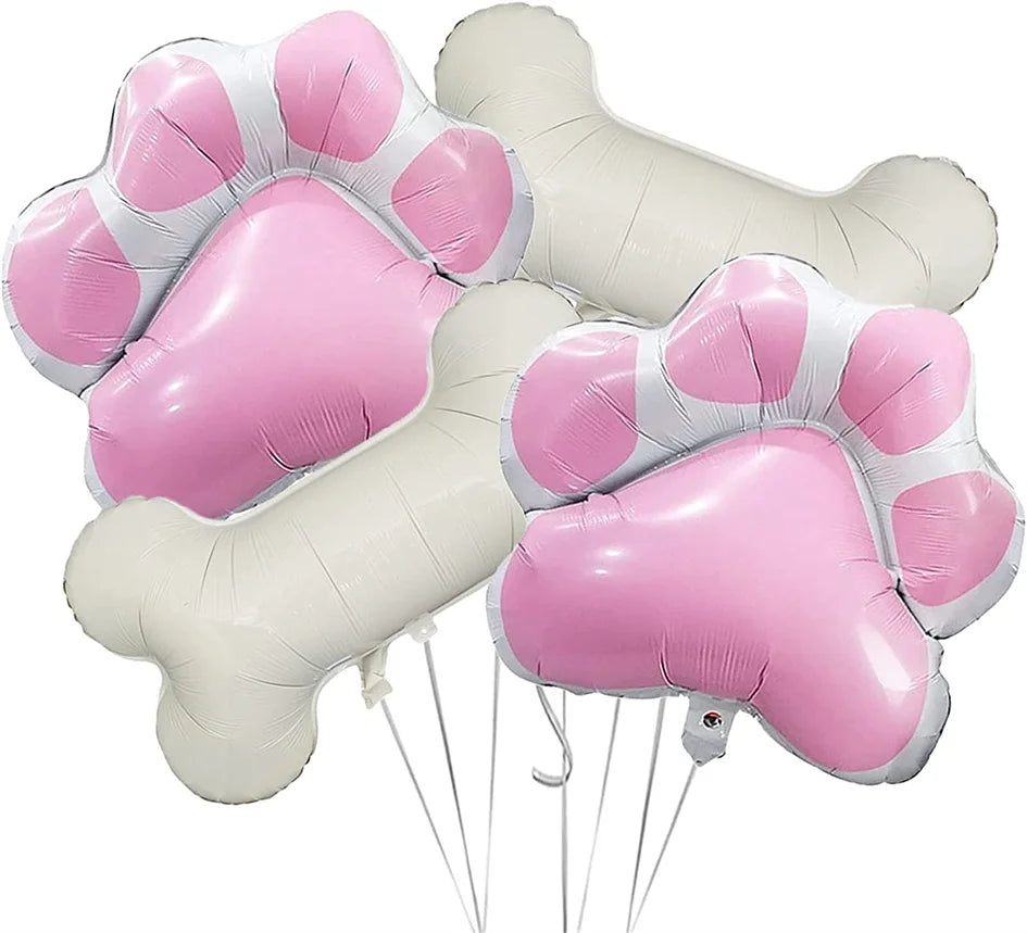 Large Dog Party Balloons Decorations Banner Pet Festivals Party Supplies Paw Bone Foil Balloons Pets Birthday Decorations
