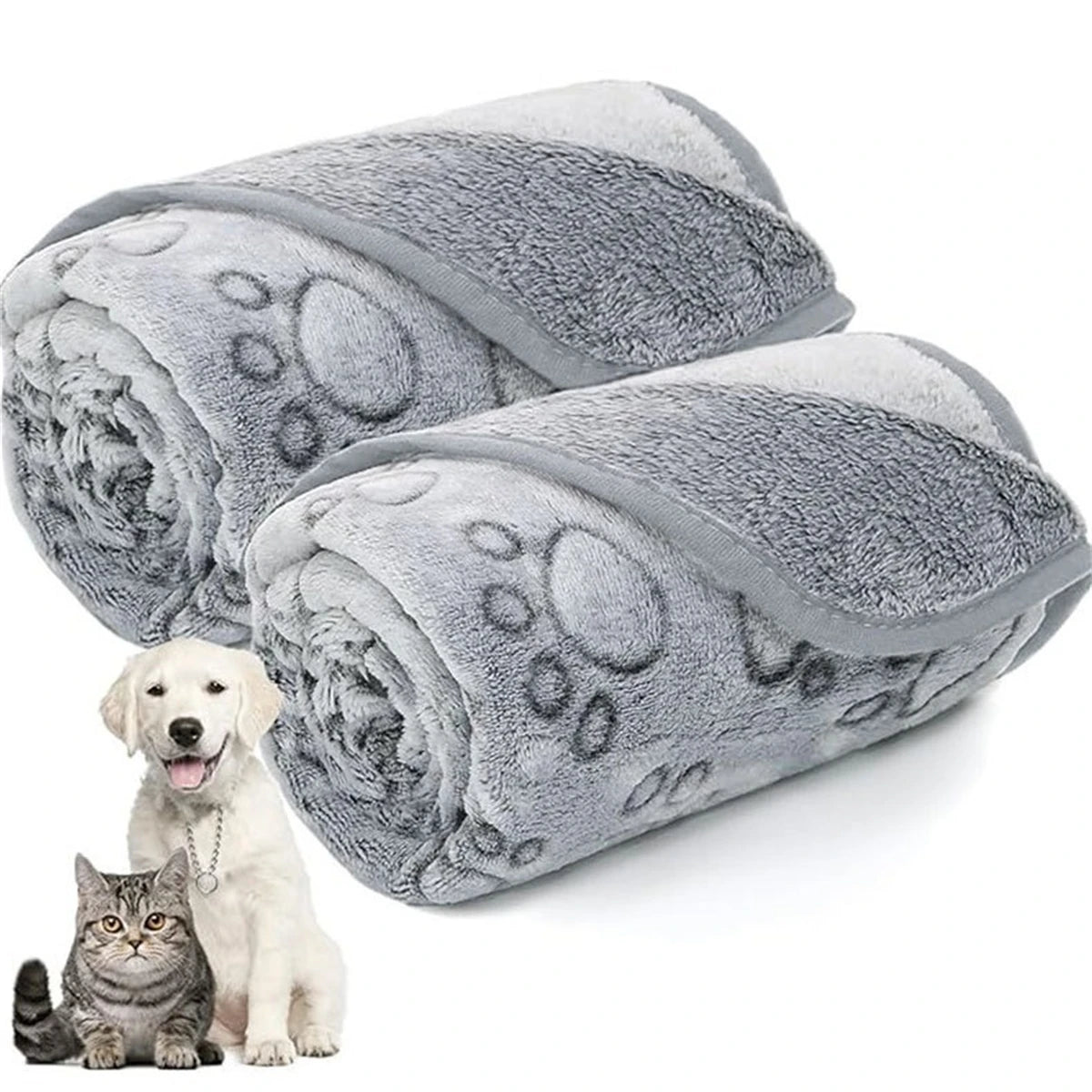 4 Sizes Ultra-Soft Paw Print Dog Blankets Machine Washable Cozy Pet Cats Dogs Pillow Pads for Indoor/Outdoor Use Easy Clean 1Pc