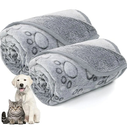 4 Sizes Ultra-Soft Paw Print Dog Blankets Machine Washable Cozy Pet Cats Dogs Pillow Pads for Indoor/Outdoor Use Easy Clean 1Pc