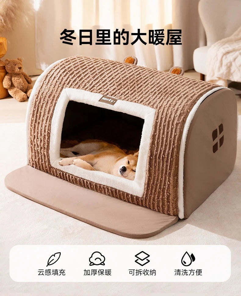 Winter dog three-dimensional bear curved house kennel warm thickened cat  pet