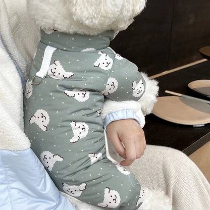the SNUGGLEBEAR OUTDOOR COAT - Waterproof Cotton Jacket with Bear Print, Warm Winter Coat, Four-Legged Dog Clothes, Chihuahua, Poodle, Bichon Puppy Accessories