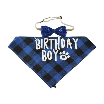 Decorative Pet Birthday Set Polyester Adjustable Dog Sequins Hat Blue Cat Birthday Hat Bow Tie Birthday Party