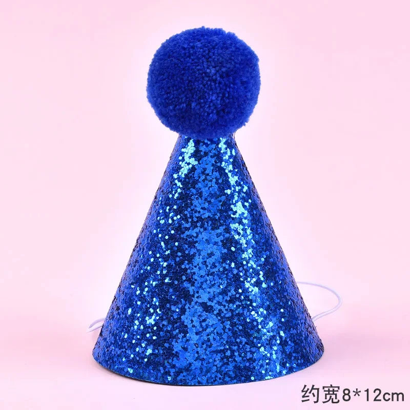 Cute Pet Birthday Caps With Bowknot Cat Dog Costume Sequin Headwear Cap Hat Christmas Party Pets Accessories Decoration
